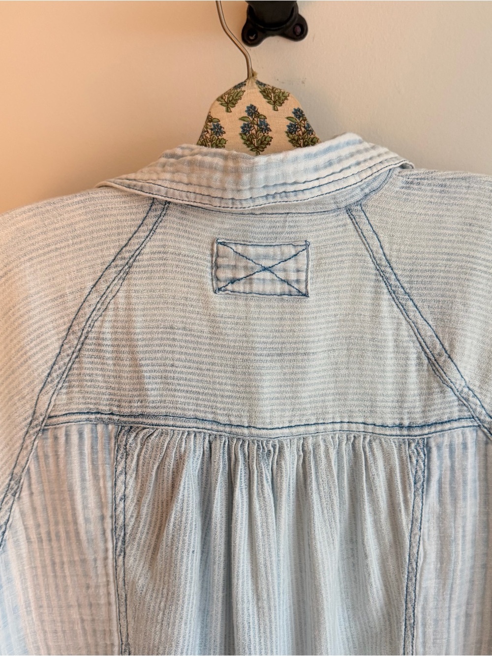 We The Free Light Blue & White Striped Button Down Shirt - Picture 4 of 4